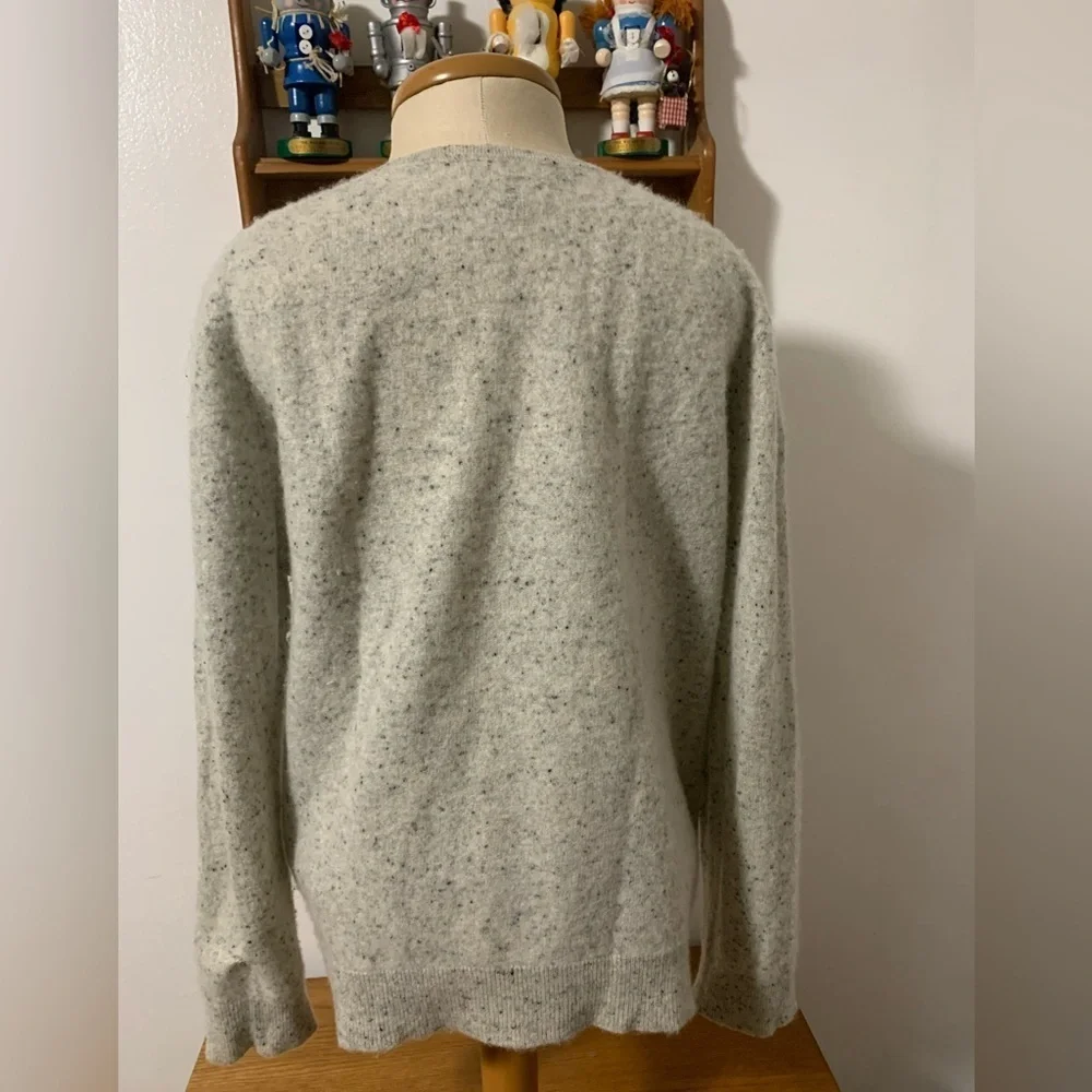 Charter Club Luxury 100% Cashmere V-Neck Sweater in Oatmeal Speckled Knit L